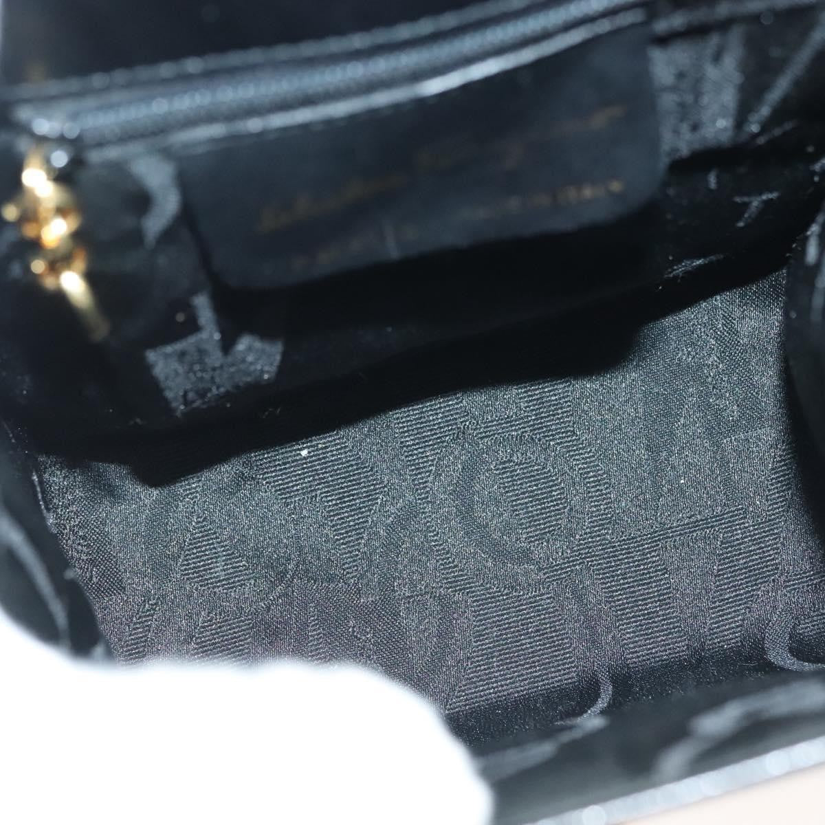 Salvatore Ferragamo Vintage Gancini Convertible Top Handle Leather Black Leather Handbag (Pre-Owned)