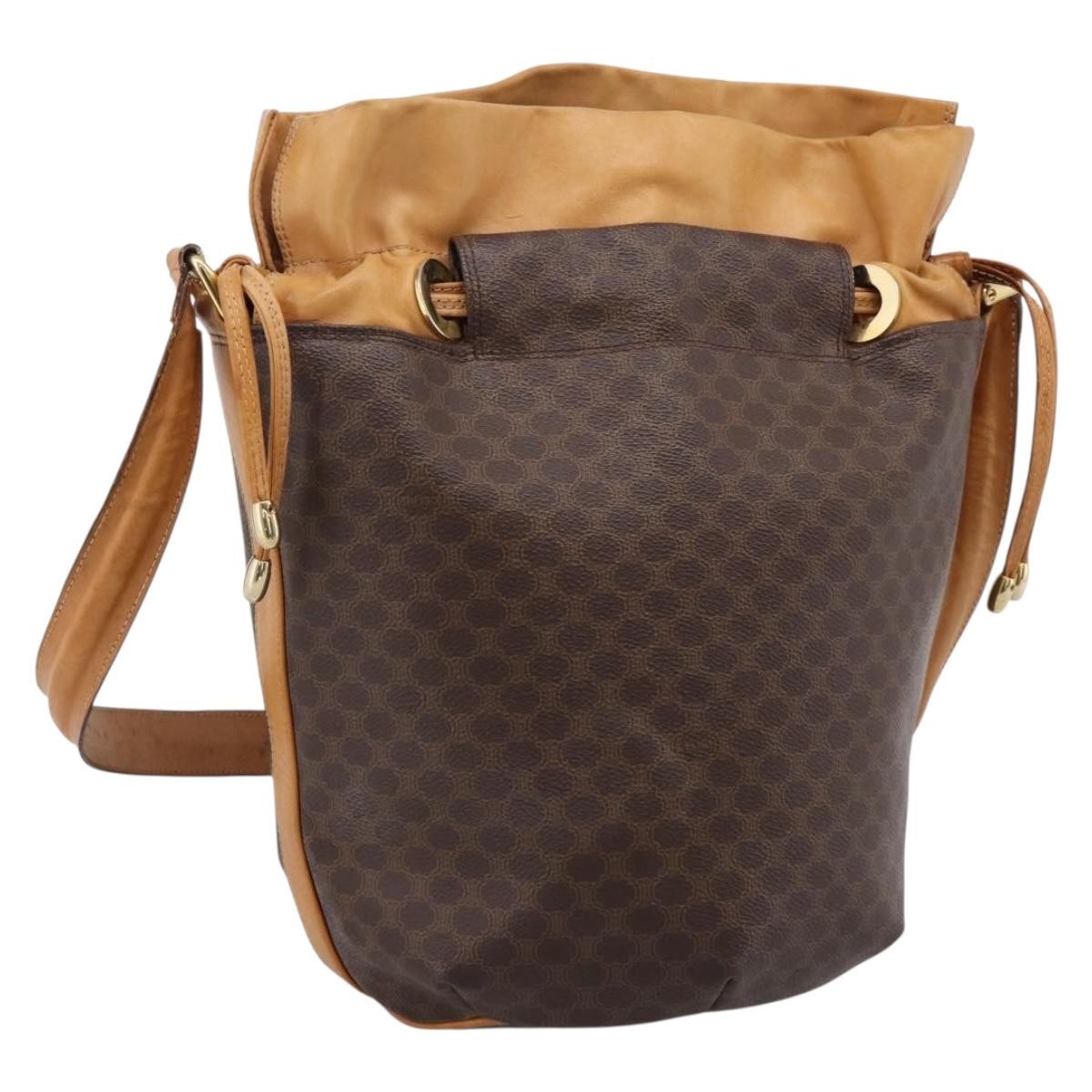 Celine Vintage Macadam Canvas And Leather Brown Canvas Shoulder Bag Bag (Pre-Owned)