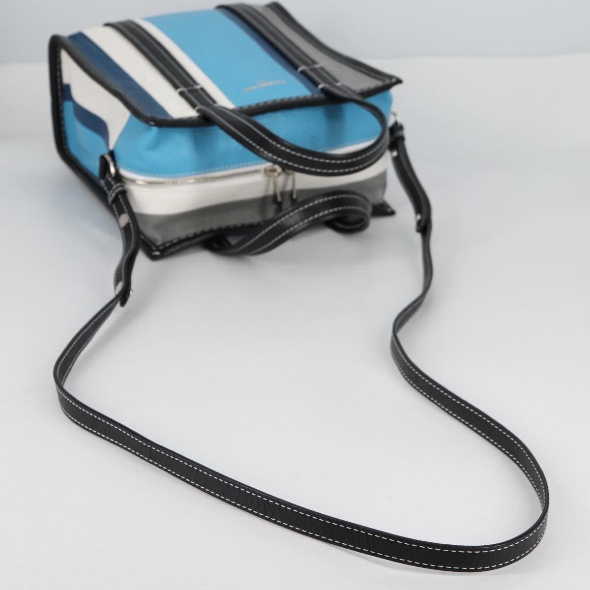 Balenciaga Bazar Convertible Tote Striped Leather Blue Leather Tote Bag Bag (Pre-Owned)