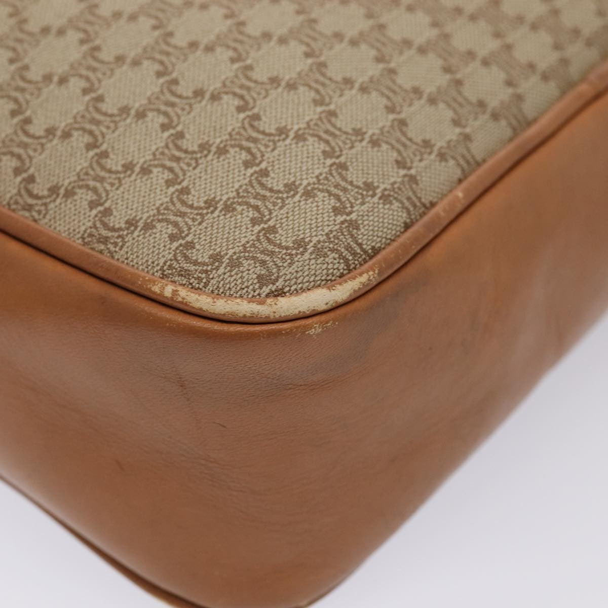 Celine Vintage Macadam Canvas And Leather Beige Canvas Shoulder Bag Bag (Pre-Owned)