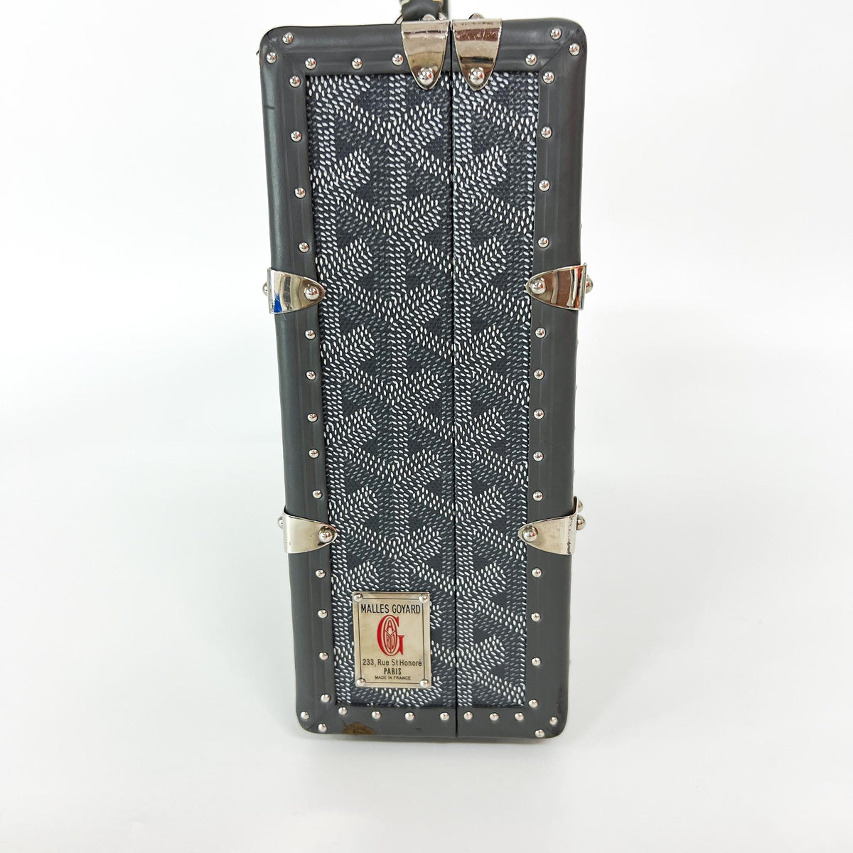 Goyard Grand Hotel Trunk Coated Canvas Black Canvas Handbag (Pre-Owned)