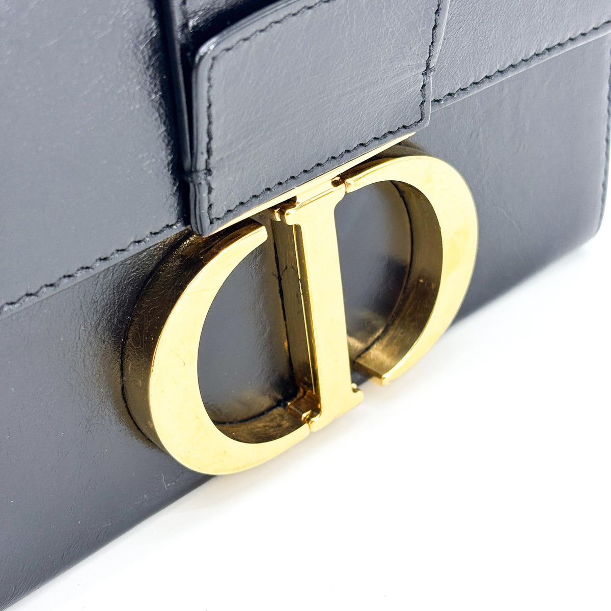 Christian Dior 30 Montaigne Box Leather Black Calfskin Handbag (Pre-Owned)