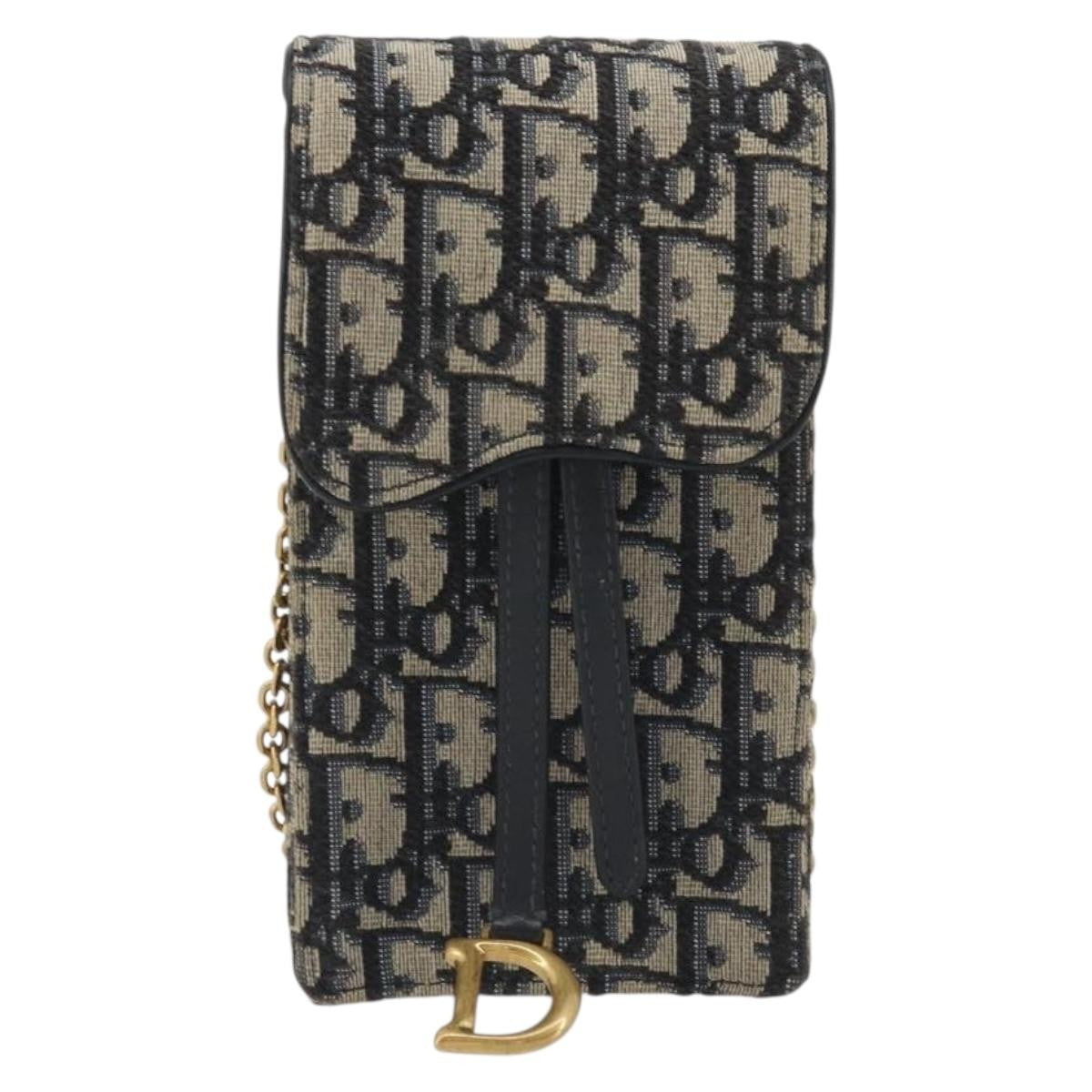 Christian Dior Phone Case Oblique Canvas Navy Canvas Clutche & Pouche Bag (Pre-Owned)
