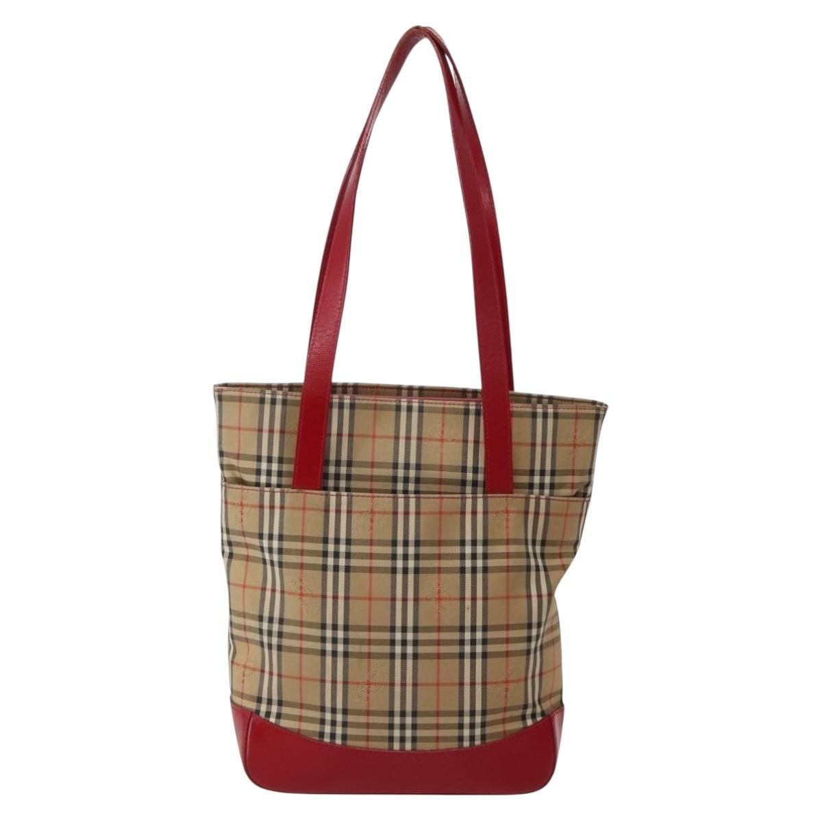 Burberry Nova Check Tote Canvas Check Pattern Beige Canvas Tote Bag Bag (Pre-Owned)