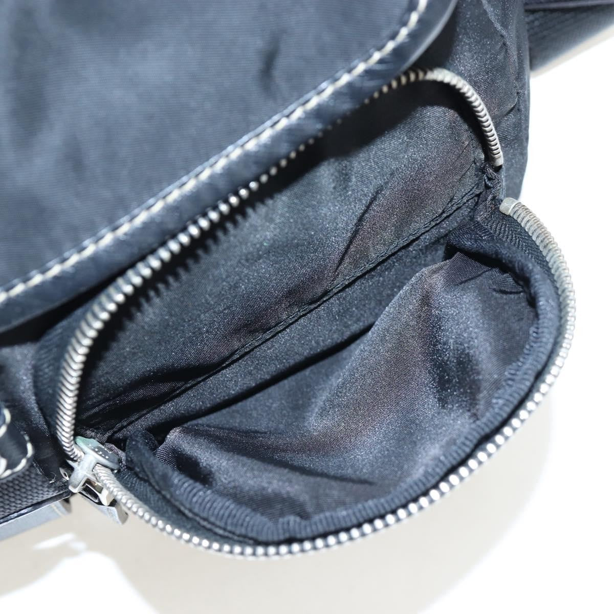 Prada Double Pocket Buckle Flap Tessuto And Leather Black Nylon Handbag (Pre-Owned)