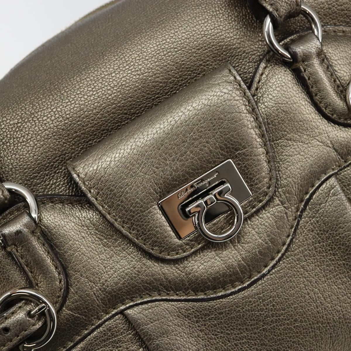 Salvatore Ferragamo Gancini Buckle Leather Gold Leather Tote Bag Bag (Pre-Owned)