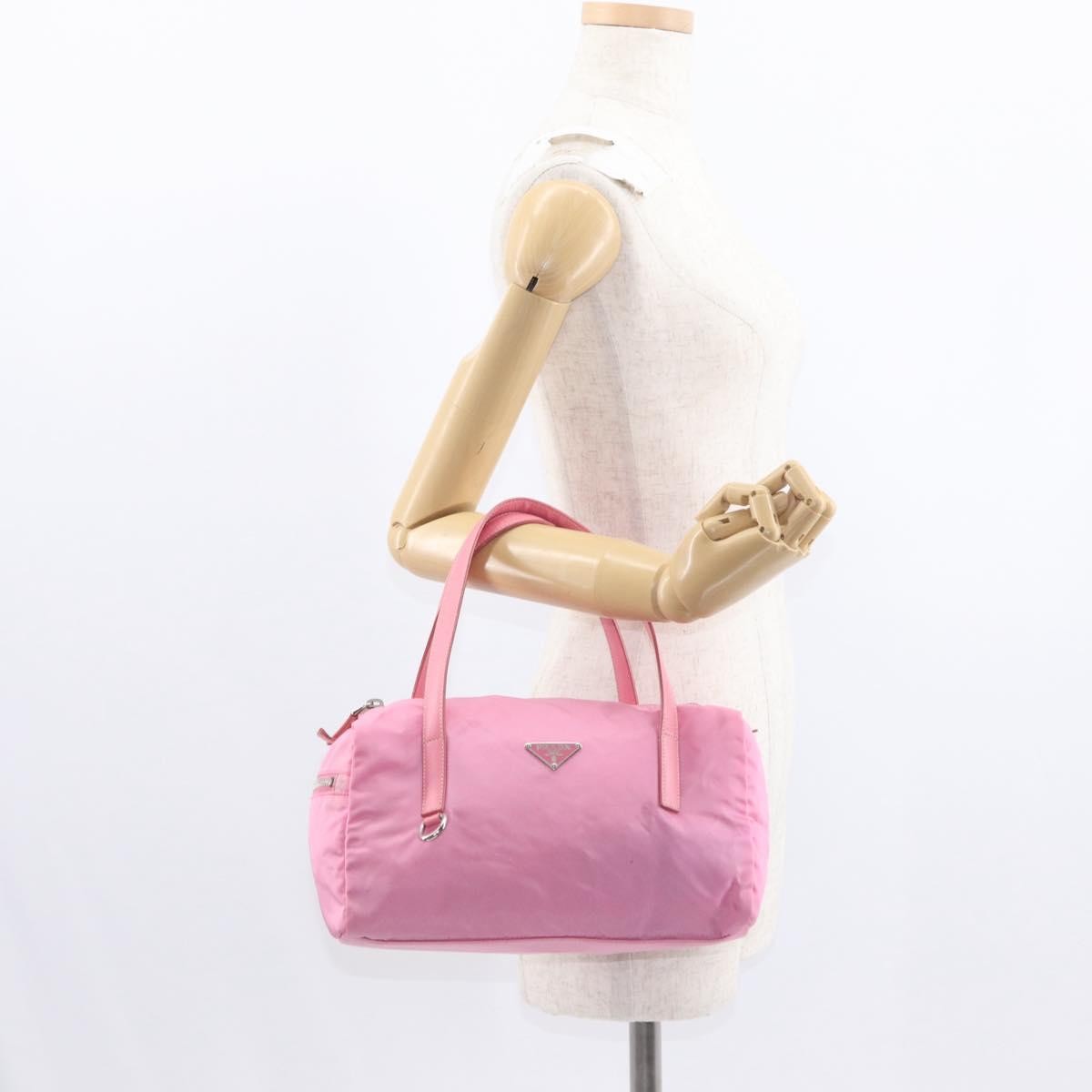 Prada Side Pocket Convertible Duffle Tessuto Pink Nylon Handbag (Pre-Owned)