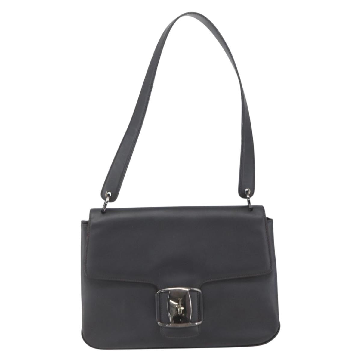 Salvatore Ferragamo Vala Leather Black Leather Shoulder Bag Bag (Pre-Owned)