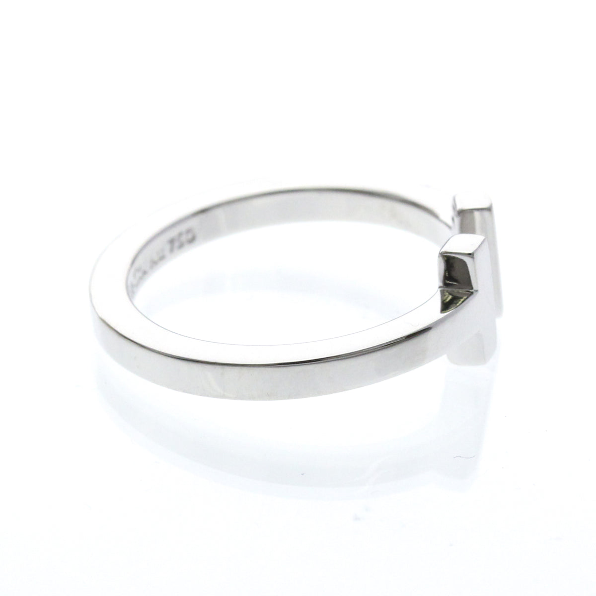 Tiffany & Co. T Square 18K White Gold Silver White_Gold Ring Jewelry (Pre-Owned)