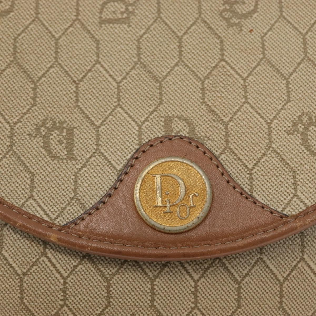 Christian Dior Vintage Honeycomb Flap Canvas And Leather Beige Canvas Shoulder Bag Bag (Pre-Owned)