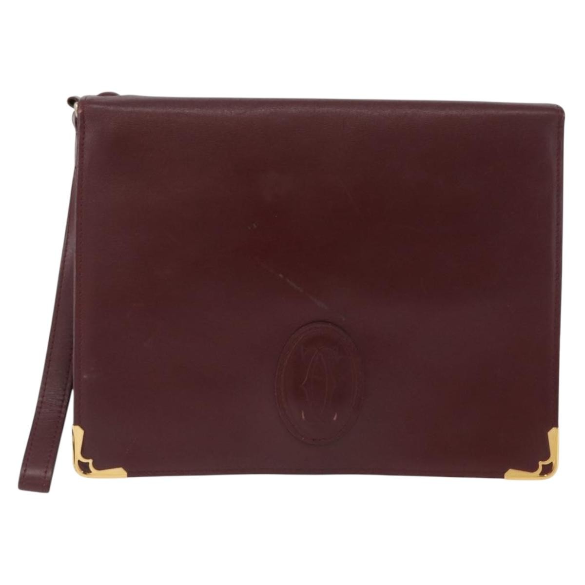 Cartier Must De Cartier Clutch Leather Burgundy Leather Clutche & Pouche Bag (Pre-Owned)