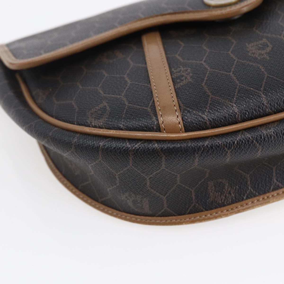 Christian Dior Vintage Honeycomb Flap Canvas And Leather Black Canvas Shoulder Bag Bag (Pre-Owned)
