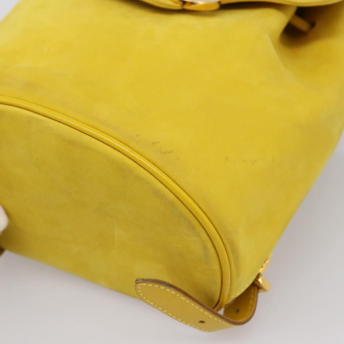Salvatore Ferragamo Gancini Suede Yellow Suede Backpack Bag (Pre-Owned)