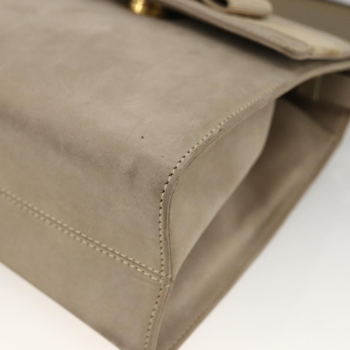 Salvatore Ferragamo Convertible Vara Bow Tote Suede Beige Suede Handbag (Pre-Owned)