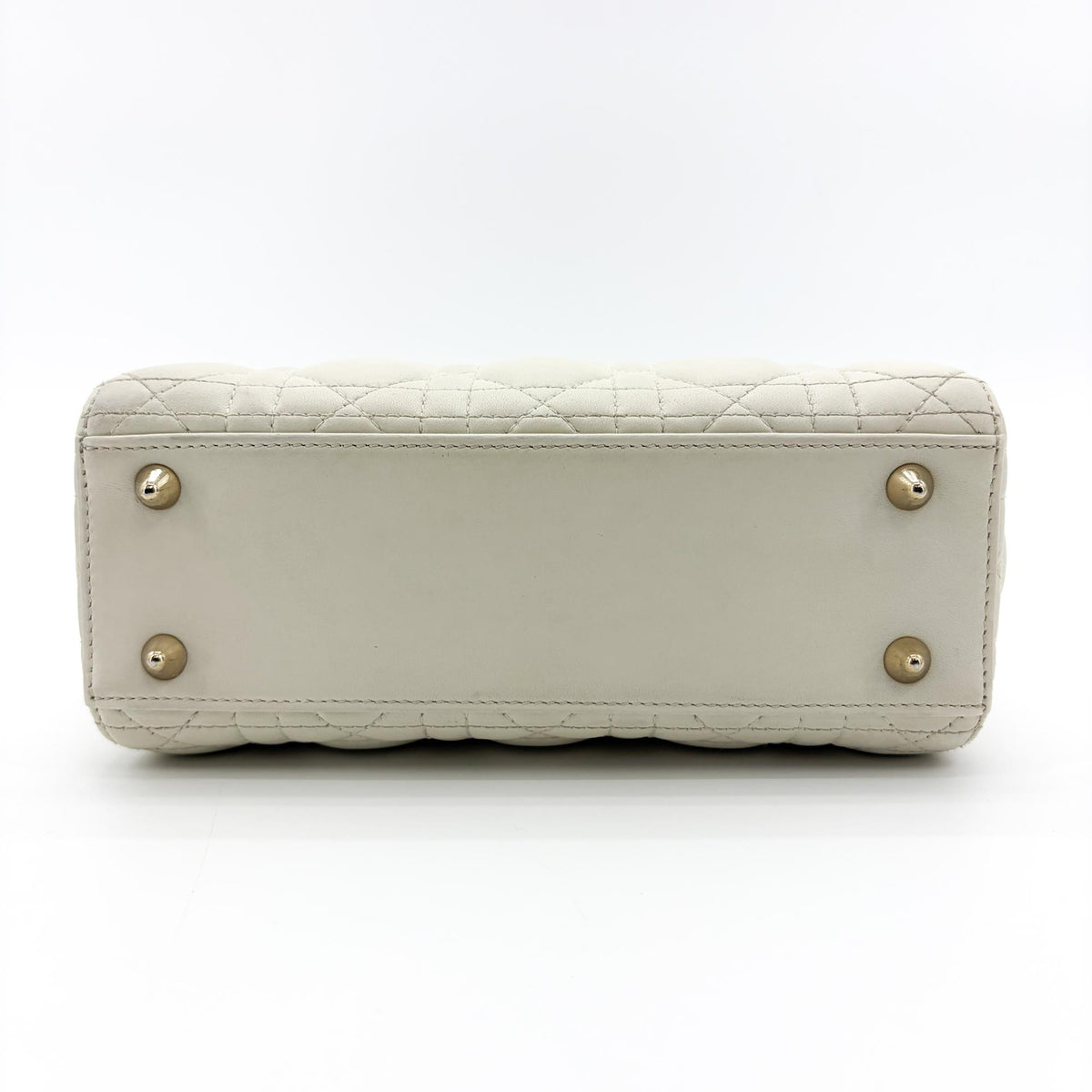 Christian Dior Lady Dior Grained Calfskin Gold Leather Handbag (Pre-Owned)