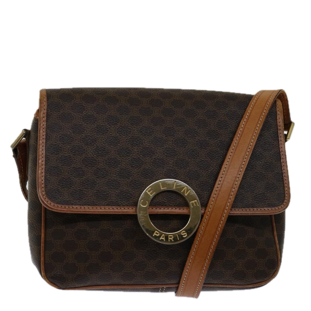 Celine Circle Logo Canvas Brown Pvc Shoulder Bag Bag (Pre-Owned)