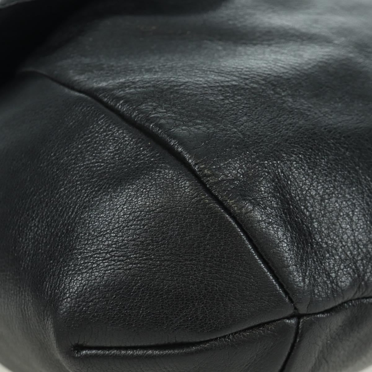 Saint Laurent Vintage Shoulder Bag Leather Black Leather Shoulder Bag Bag (Pre-Owned)