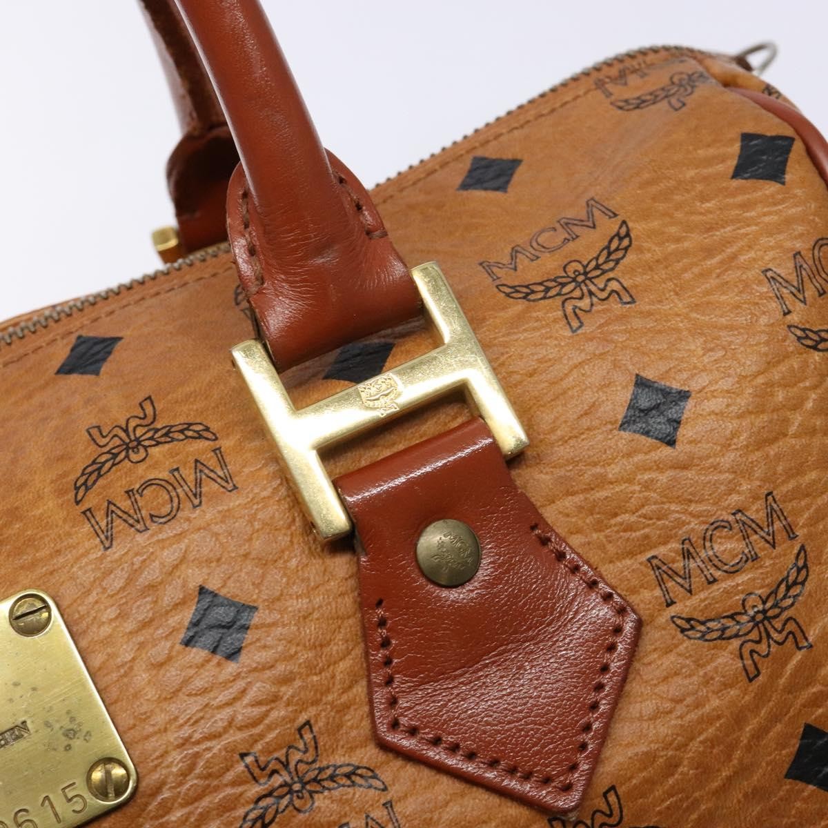 MCM Visetos Logogramme Leather Brown Leather Handbag (Pre-Owned)