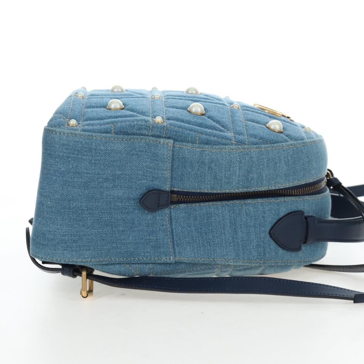 Gucci Pearly Gg Marmont Embellished Matelasse Denim Blue Denim_Jeans Backpack Bag (Pre-Owned)
