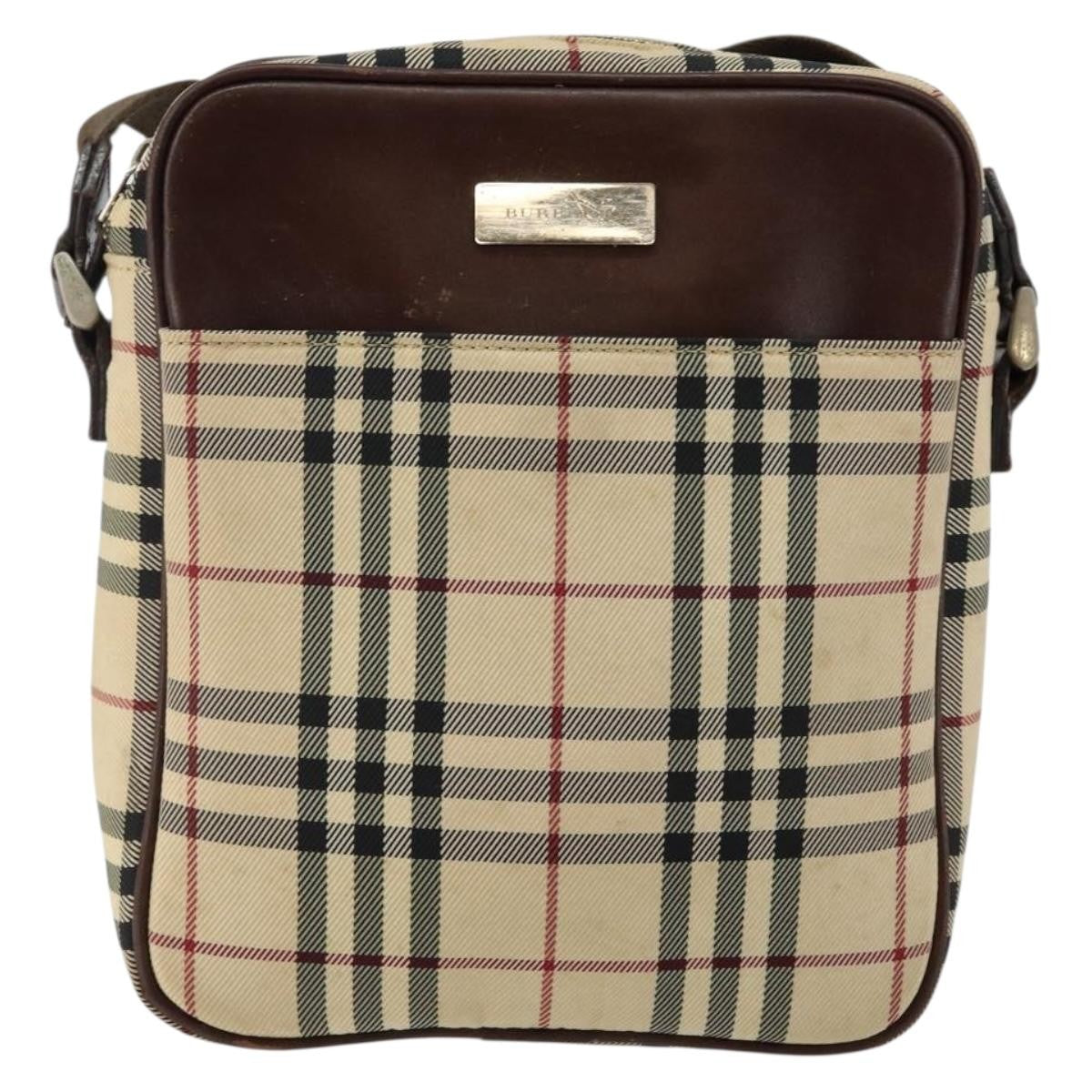 Burberry Zip Messenger Nova Check Canvas And Leather Beige Canvas Shoulder Bag Bag (Pre-Owned)