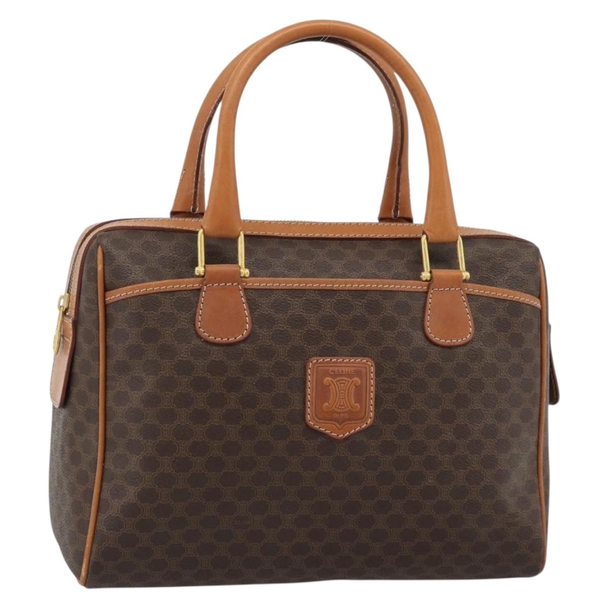 Celine Vintage Macadam Boston Canvas Brown Canvas Handbag (Pre-Owned)