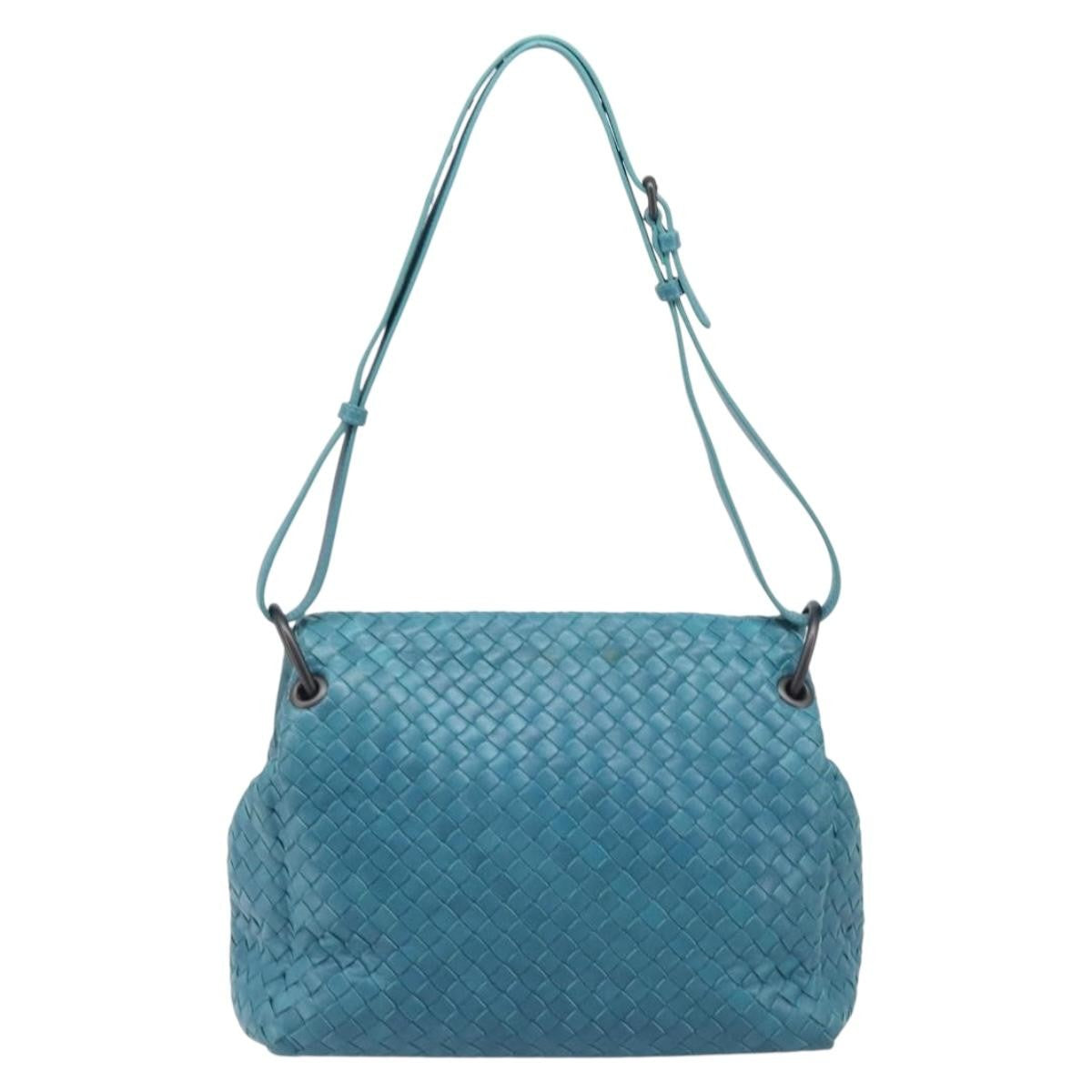 Bottega Veneta Adjustable Flap Intrecciato Nappa Blue Leather Shoulder Bag Bag (Pre-Owned)