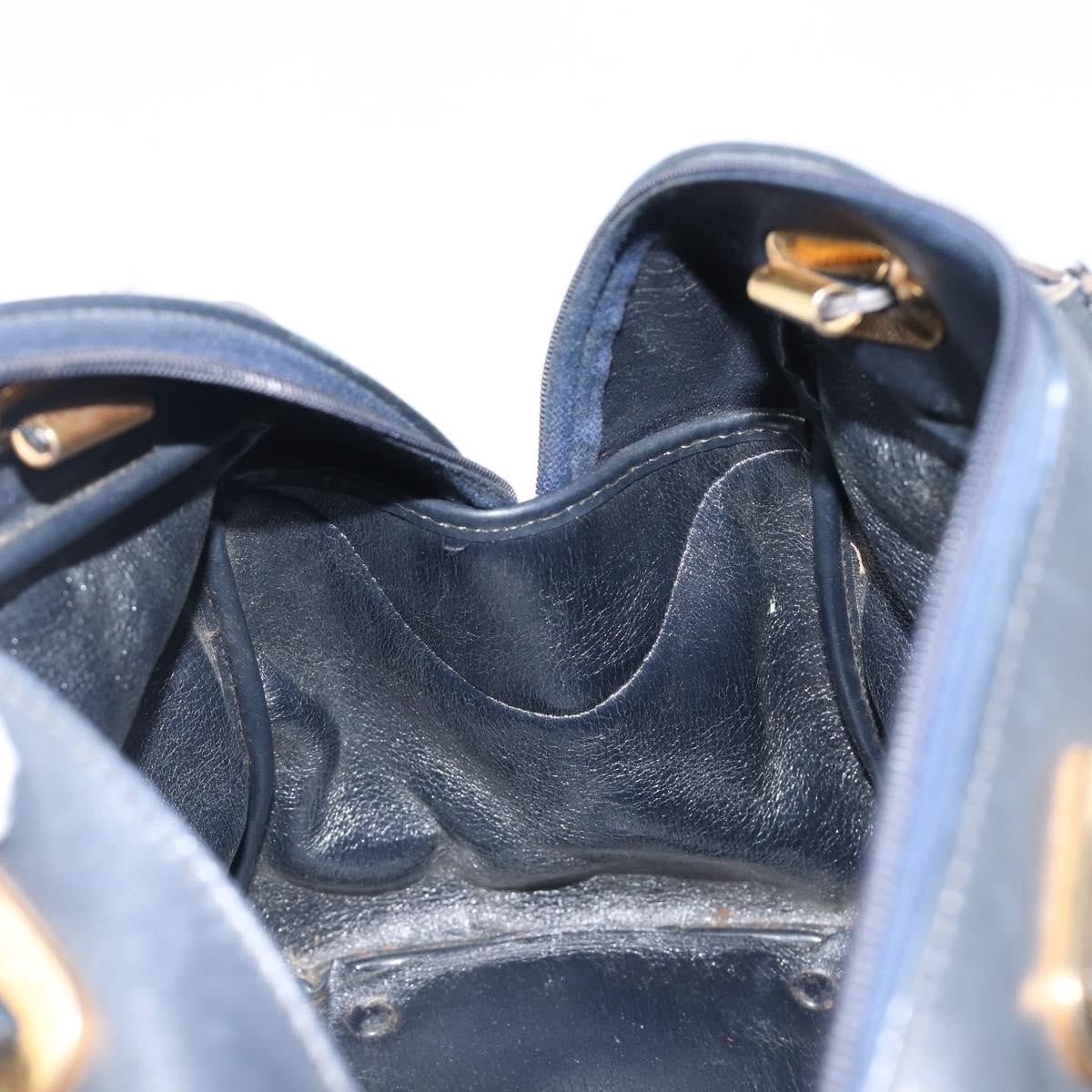 Christian Dior Detective Handle Leather Navy Canvas Handbag (Pre-Owned)