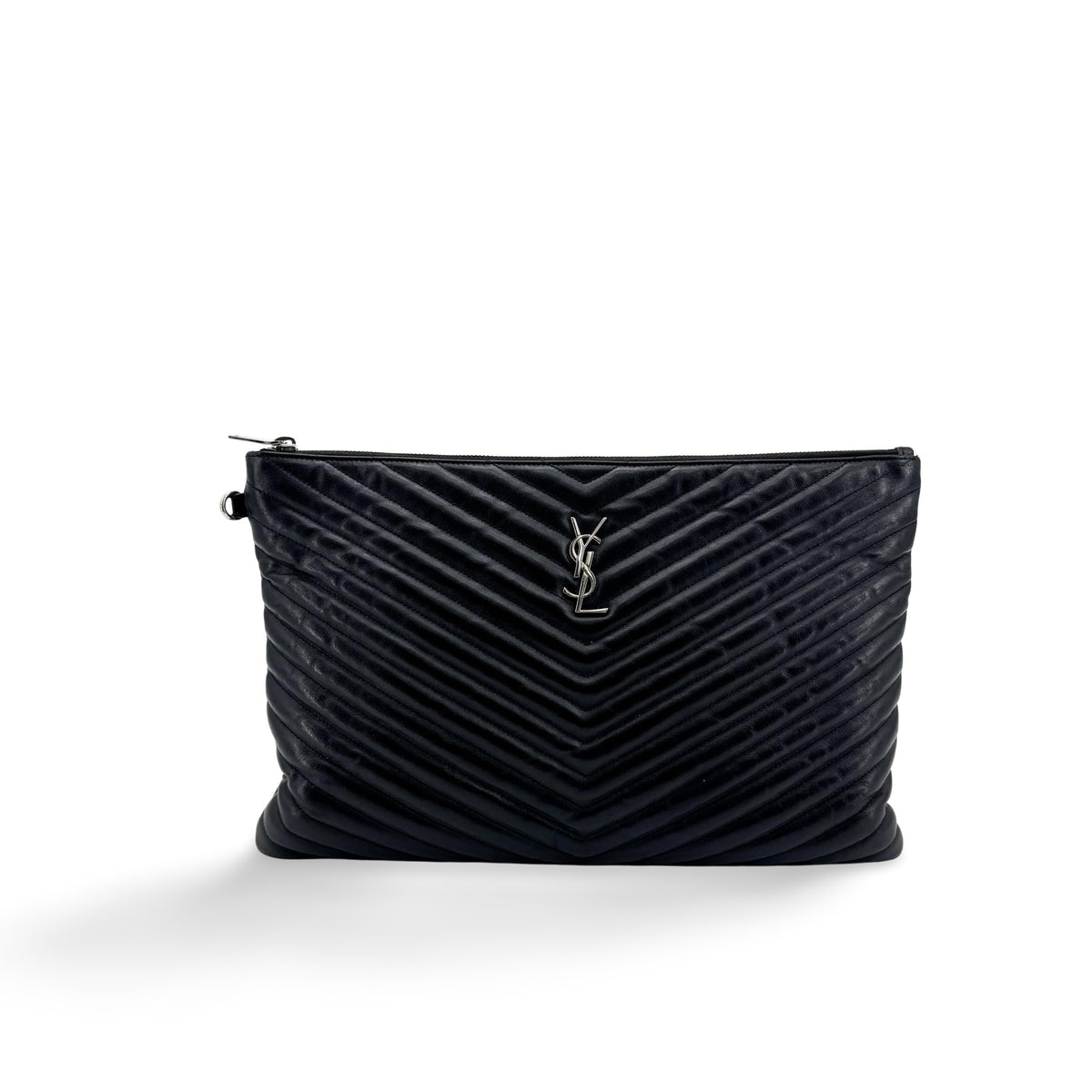 Saint Laurent Classic Monogram Clutch Leather Black Leather Clutche & Pouche Bag (Pre-Owned)