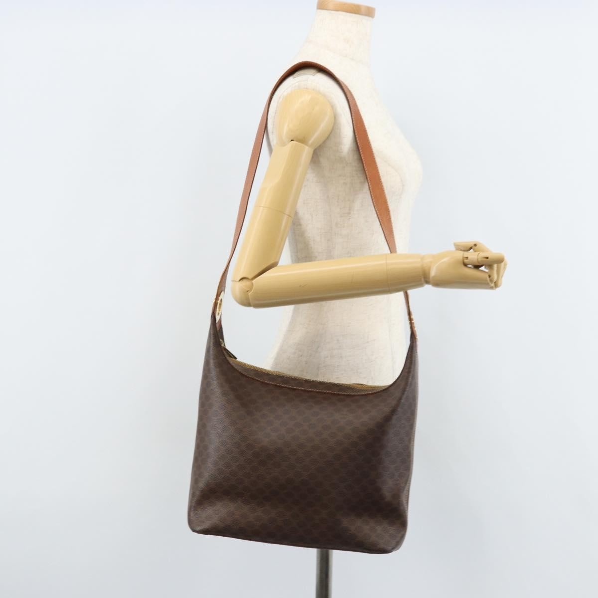 Celine Vintage Macadam Canvas And Leather Brown Canvas Shoulder Bag Bag (Pre-Owned)