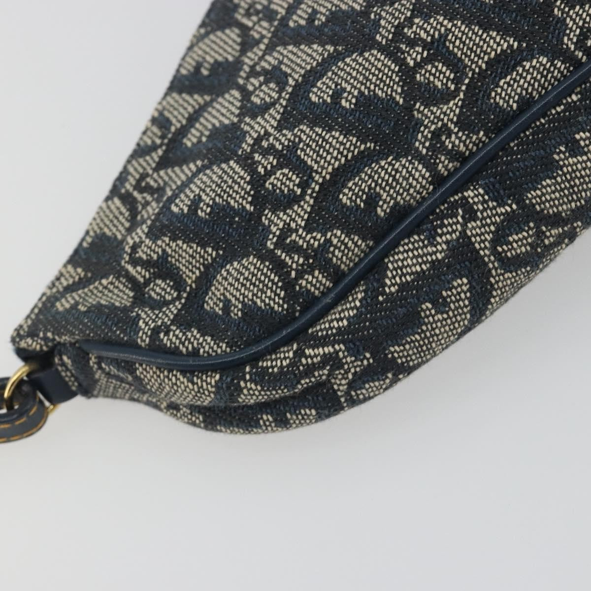 Christian Dior Vintage Saddle Bag Canvas Navy Canvas Clutche & Pouche Bag (Pre-Owned)