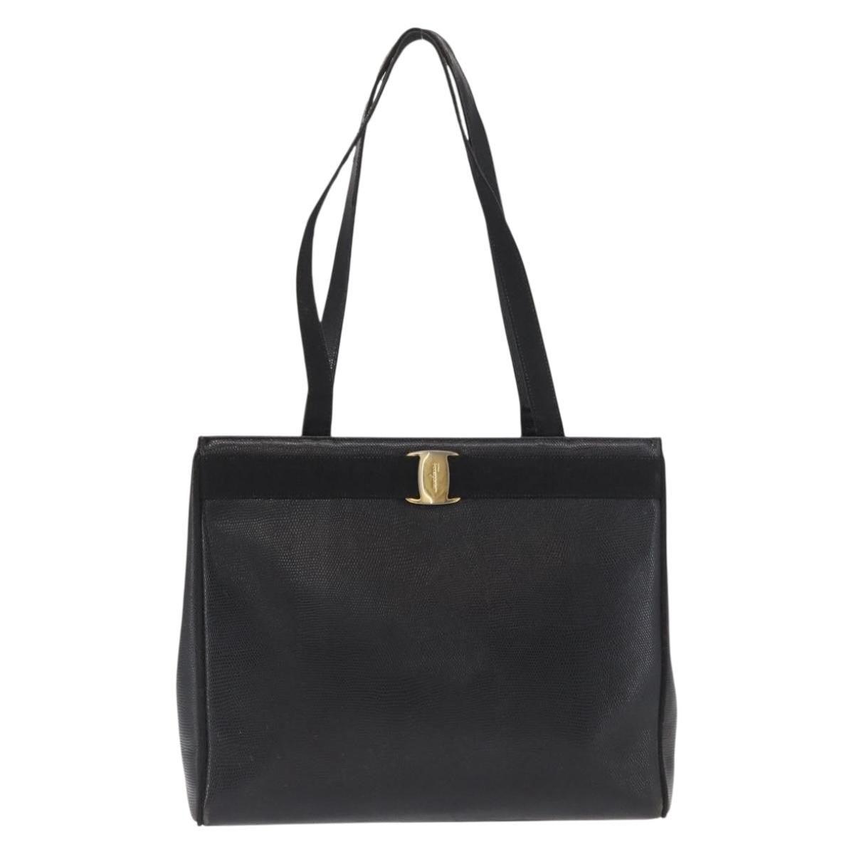 Salvatore Ferragamo Vara Tote Leather Black Leather Tote Bag Bag (Pre-Owned)
