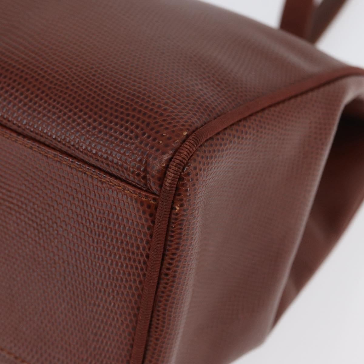 Salvatore Ferragamo Vala Tote Embossed Leather Brown Leather Tote Bag Bag (Pre-Owned)