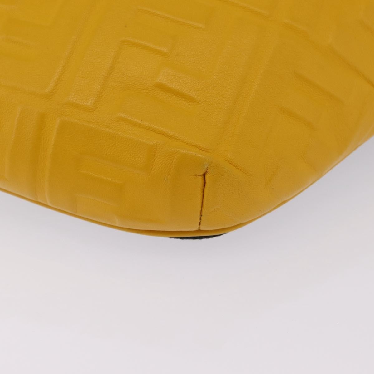 Fendi Zip Waist Zucca Embossed Leather Yellow Canvas Handbag (Pre-Owned)