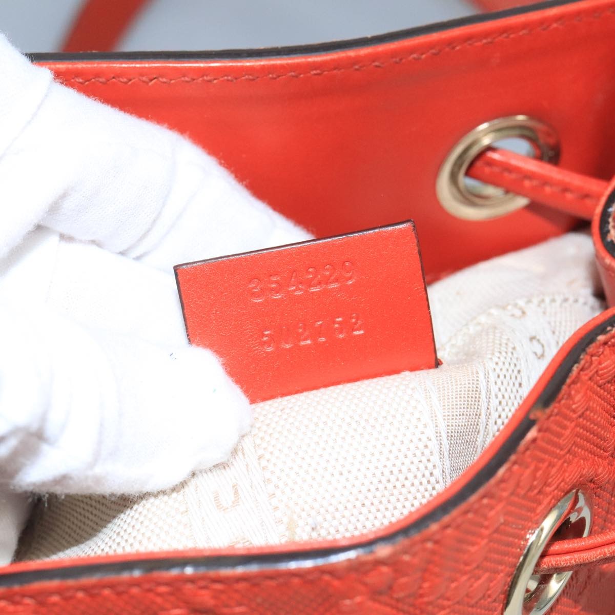 Gucci Bright Bucket Diamante Leather Orange Leather Bag (Pre-Owned)