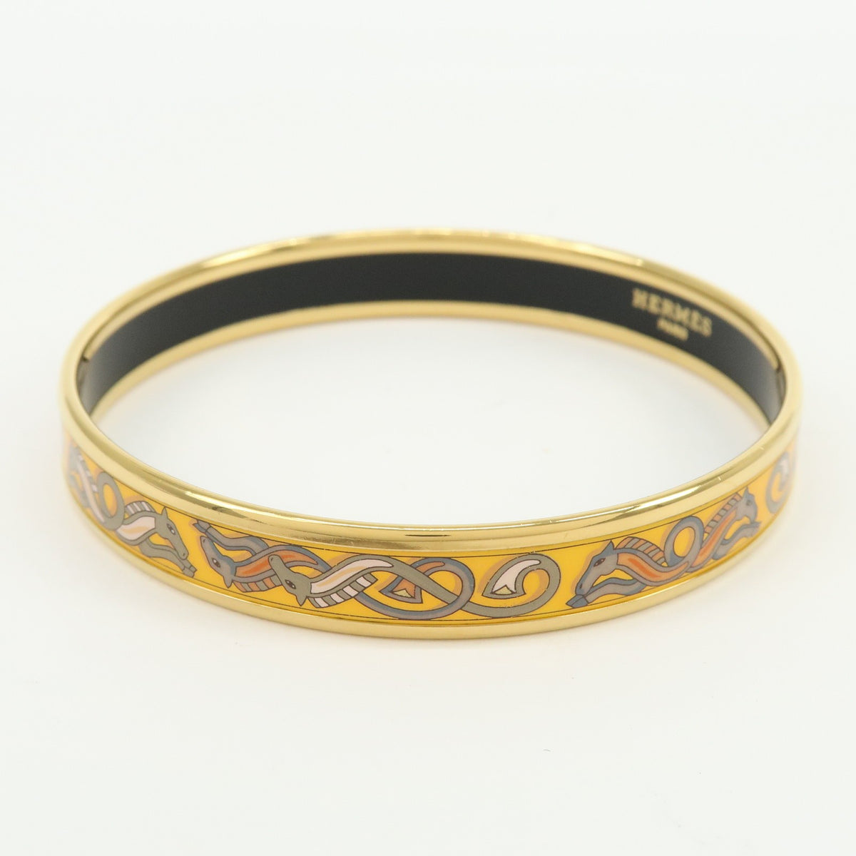 Hermes Bangle Printed Enamel Yellow Gold_Plated Bracelet Jewelry (Pre-Owned)