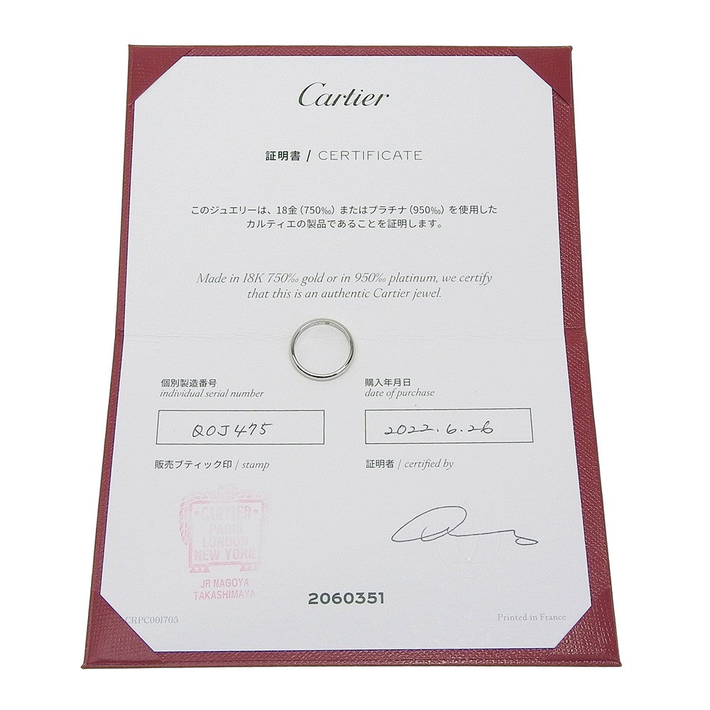 Cartier 1895 Wedding Band Platinum With Diamond Silver Platinum Ring Jewelry (Pre-Owned)