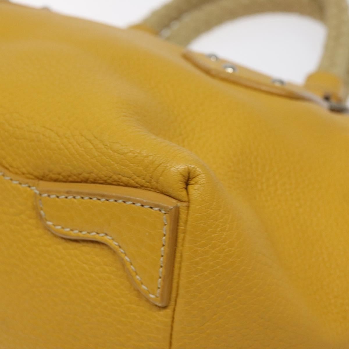 Prada Vintage Leather Yellow Leather Handbag (Pre-Owned)