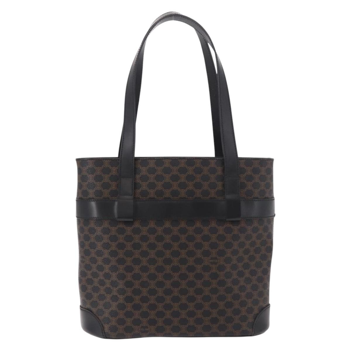 Celine C Macadam Tote Pvc Leather/ Macadam Canvas Black Canvas Shoulder Bag Bag (Pre-Owned)