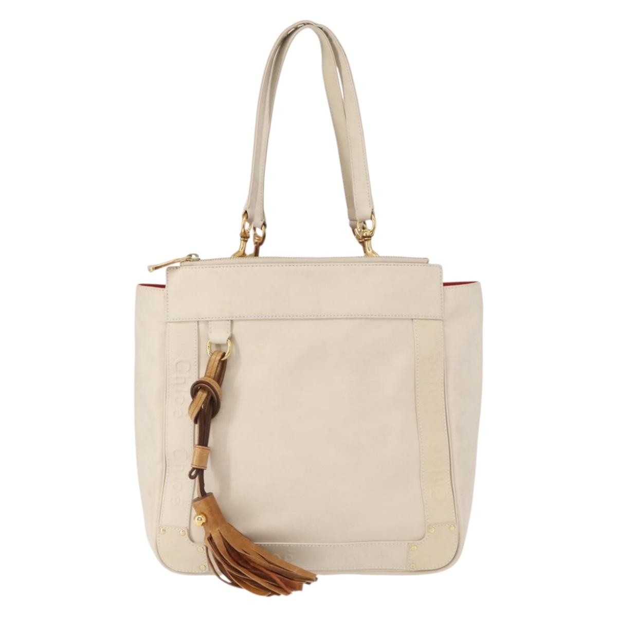 Chloe Eden Leather White Leather Tote Bag Bag (Pre-Owned)