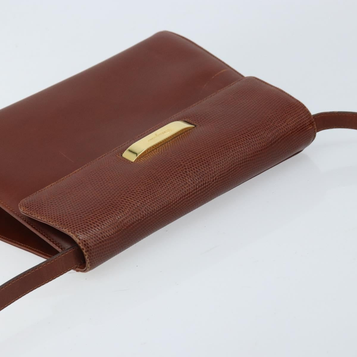 Salvatore Ferragamo Gancini Leather Brown Leather Shoulder Bag Bag (Pre-Owned)
