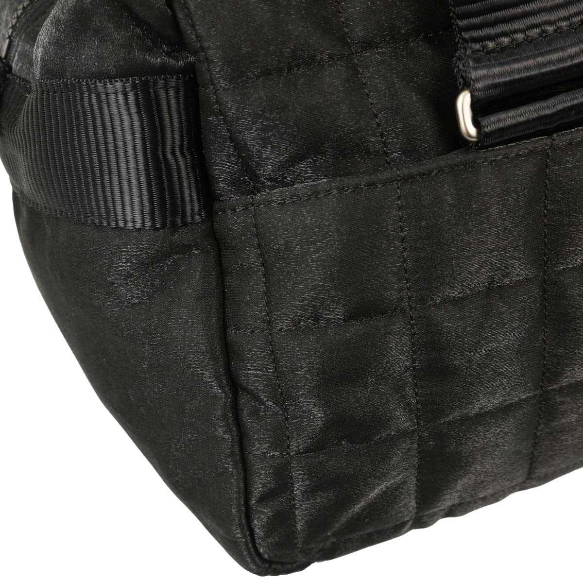 Chanel Sport Line Double Pocket Duffle Quilted Nylon Black Nylon Handbag (Pre-Owned)