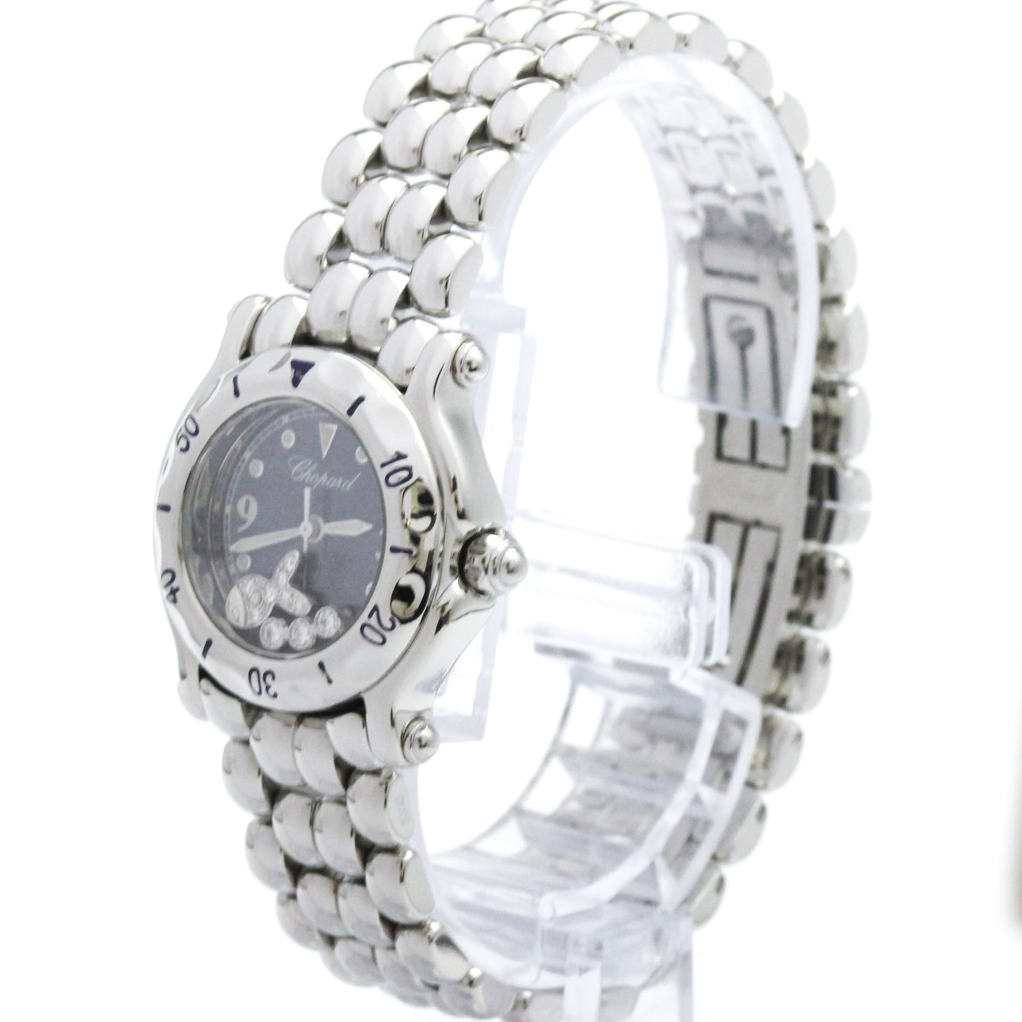 Chopard Happy Sport Quartz Stainless Steel With Floating Diamonds And Mother Of Pearl Watch (Pre-Owned)