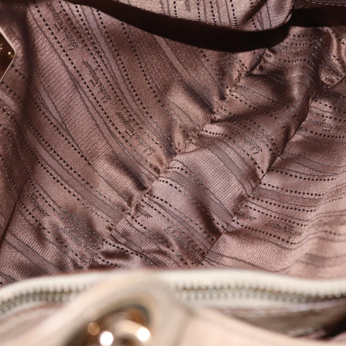 Salvatore Ferragamo Betulla Chain Leather Beige Leather Tote Bag Bag (Pre-Owned)