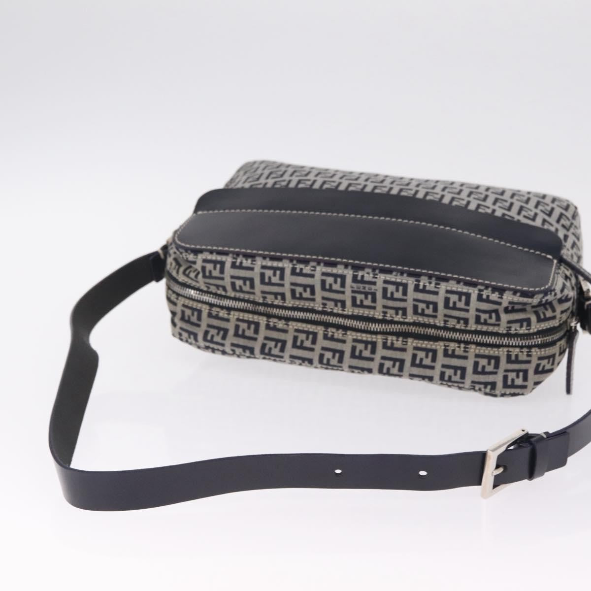 Fendi Shoulder Zucchino Canvas Navy Canvas Shoulder Bag Bag (Pre-Owned)