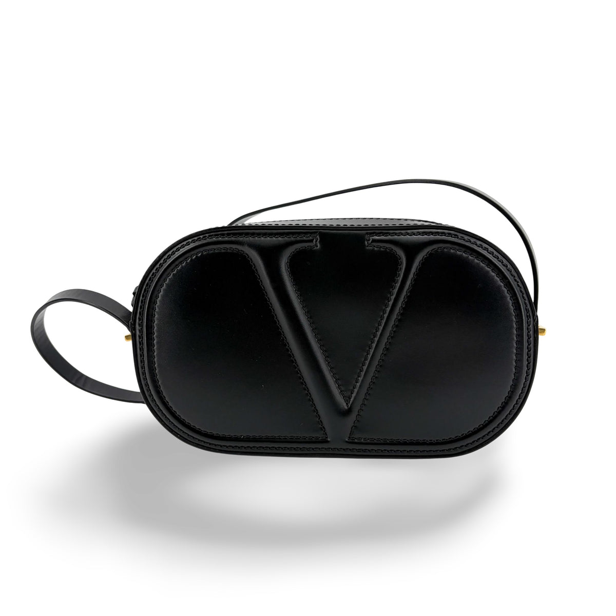 Valentino Garavani Vlogo Walk Leather Black Leather Crossbody Bag Bag (Pre-Owned)