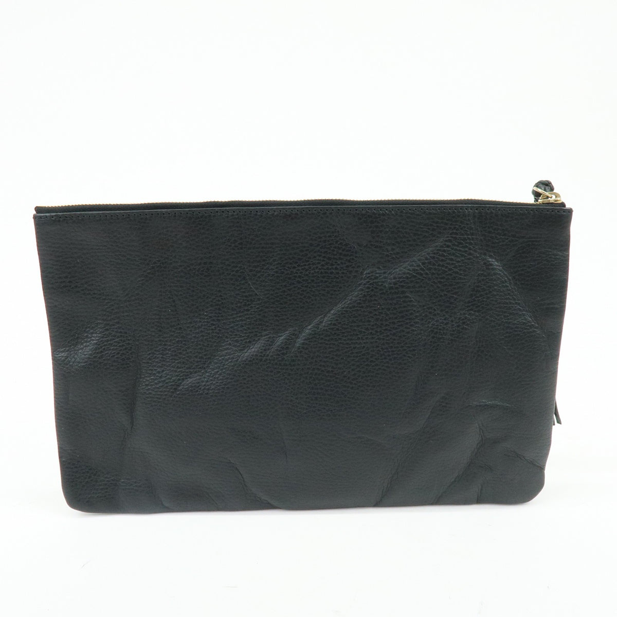 Gucci Bamboo Zip Pouch (Outlet) Leather Black Leather Clutche & Pouche Bag (Pre-Owned)