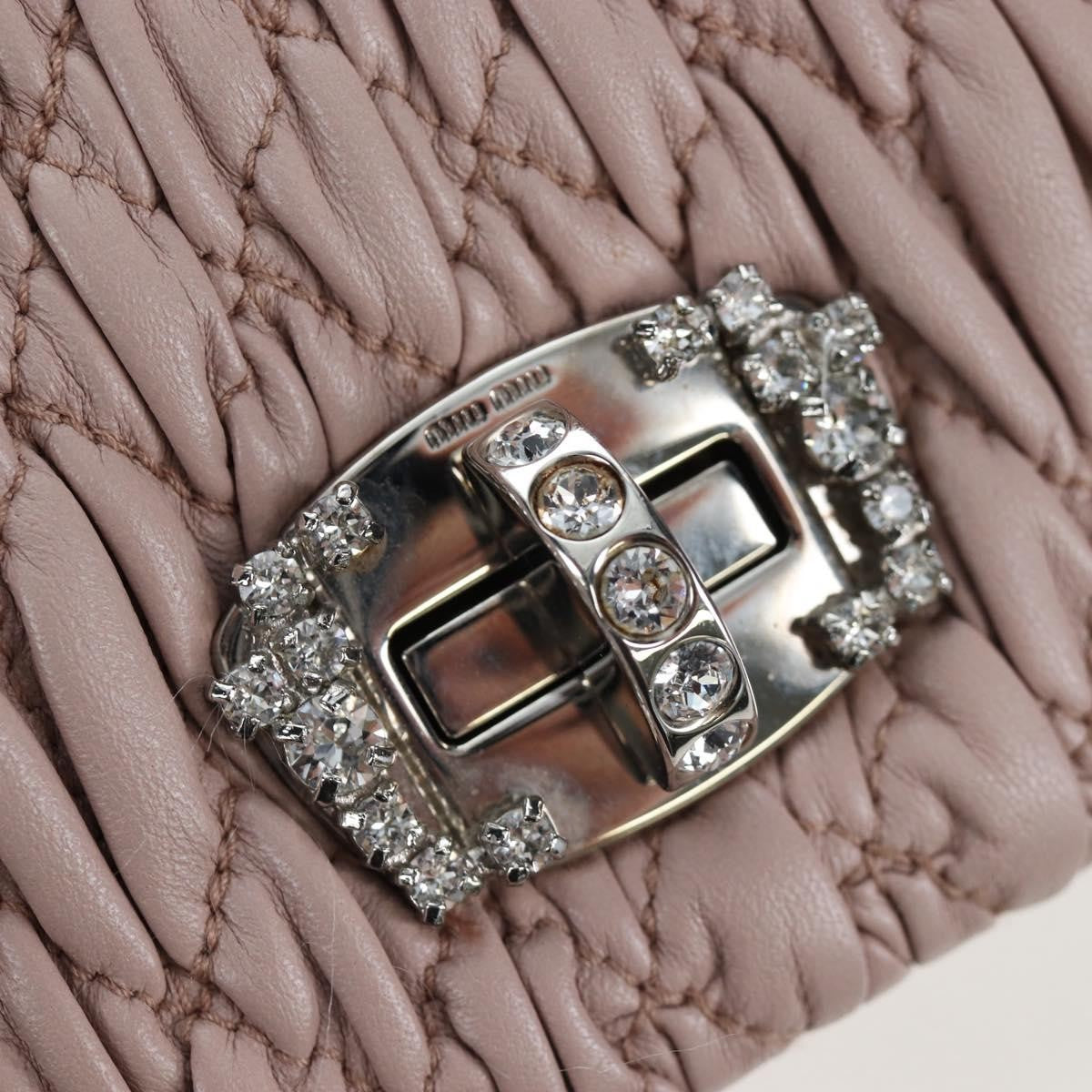Miu Miu Crystal Clutch Matelasse Leather Pink Leather Clutche & Pouche Bag (Pre-Owned)