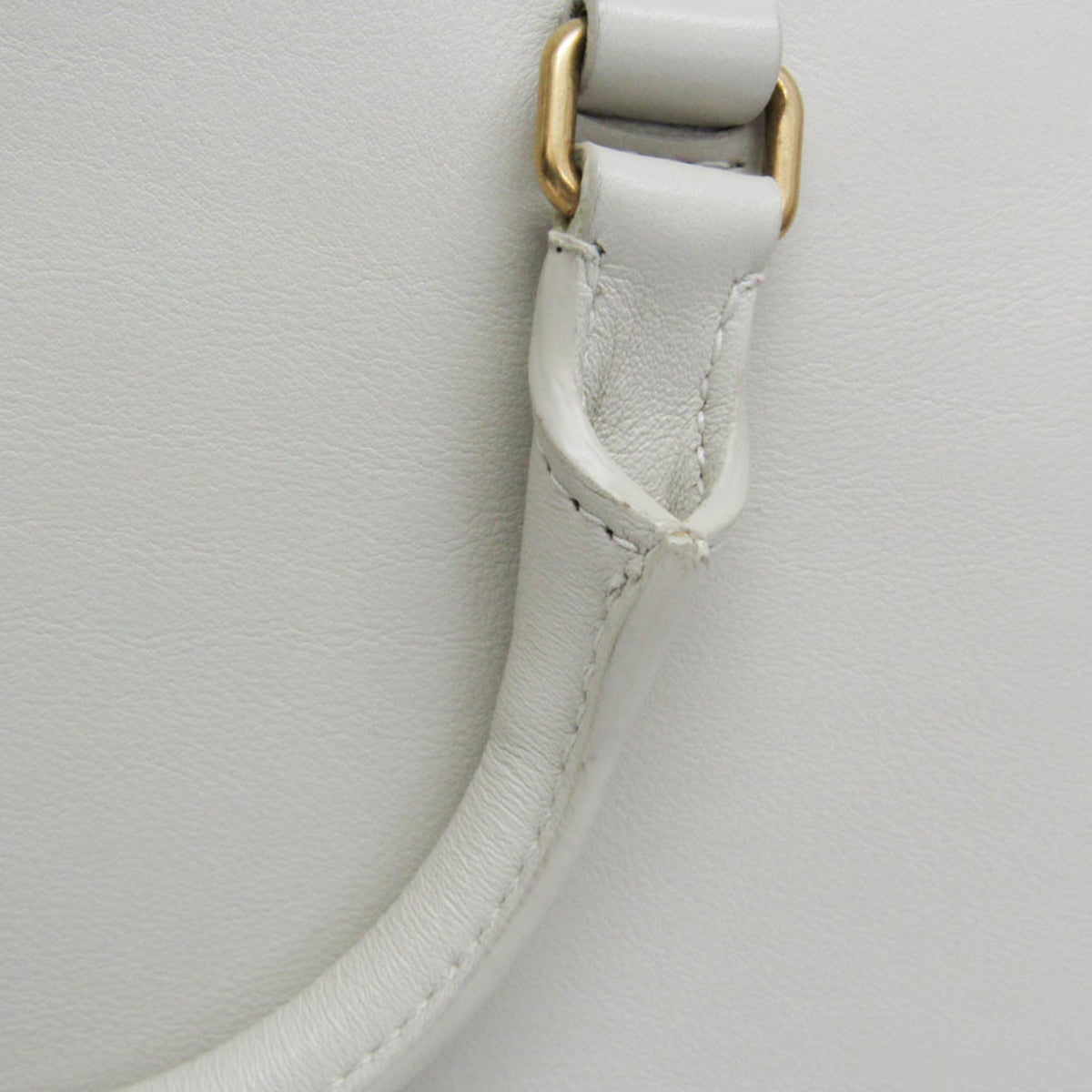 Saint Laurent East Side Smooth Leather White Leather Tote Bag Bag (Pre-Owned)