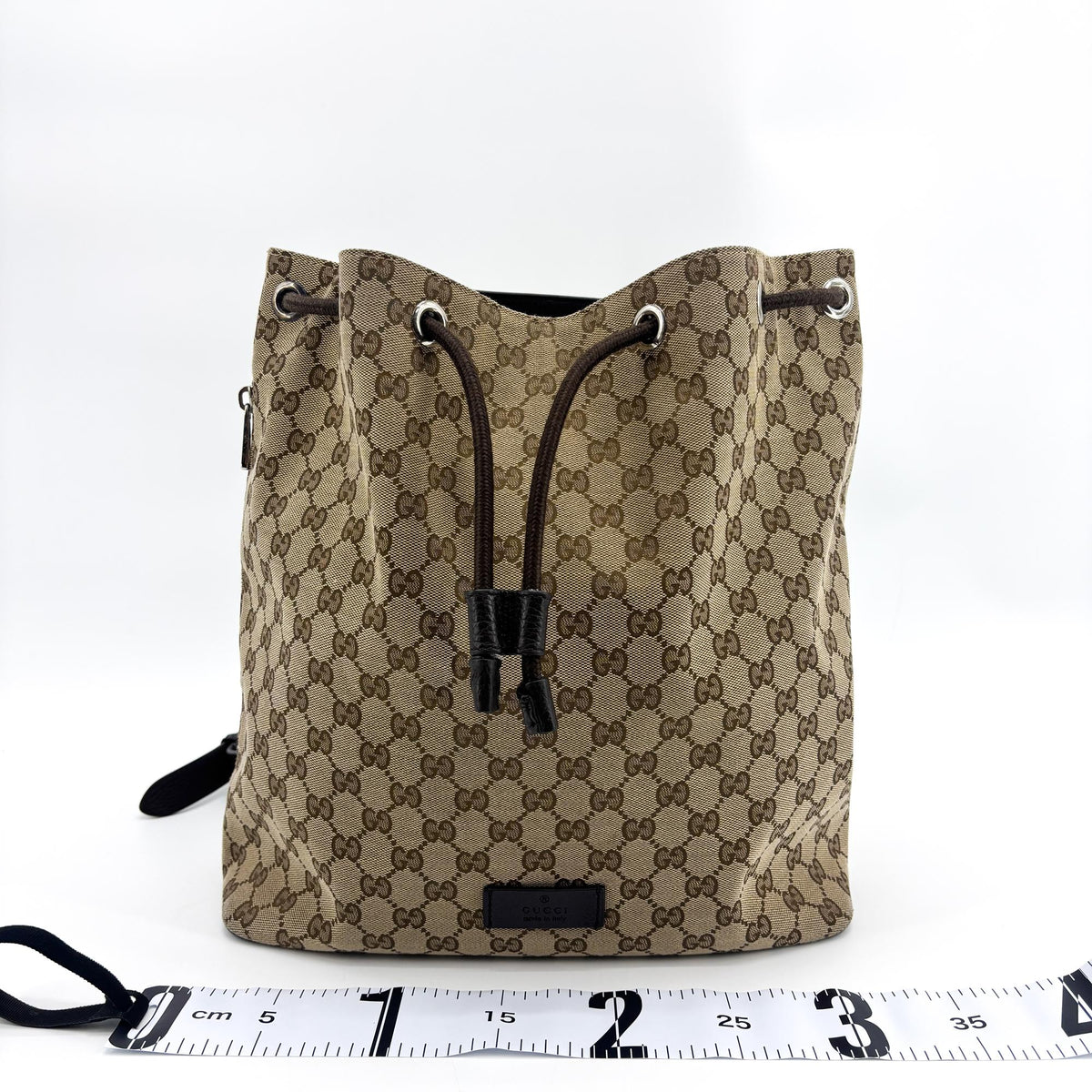 Gucci Drawstring Gg Canvas Black Canvas Backpack Bag (Pre-Owned)