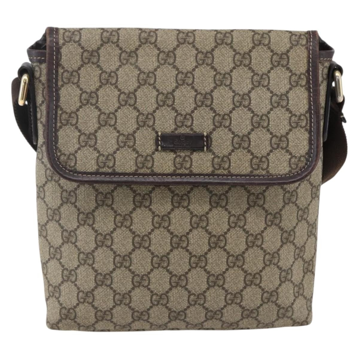 Gucci Flap Messenger Gg Coated Canvas Beige Canvas Shoulder Bag Bag (Pre-Owned)